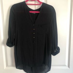 Zara Black Button Down Top